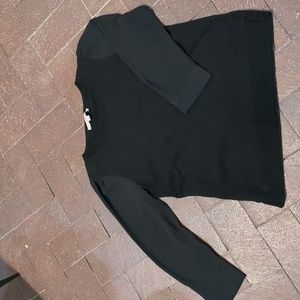 Loft- black knit top with chiffon sleeves.